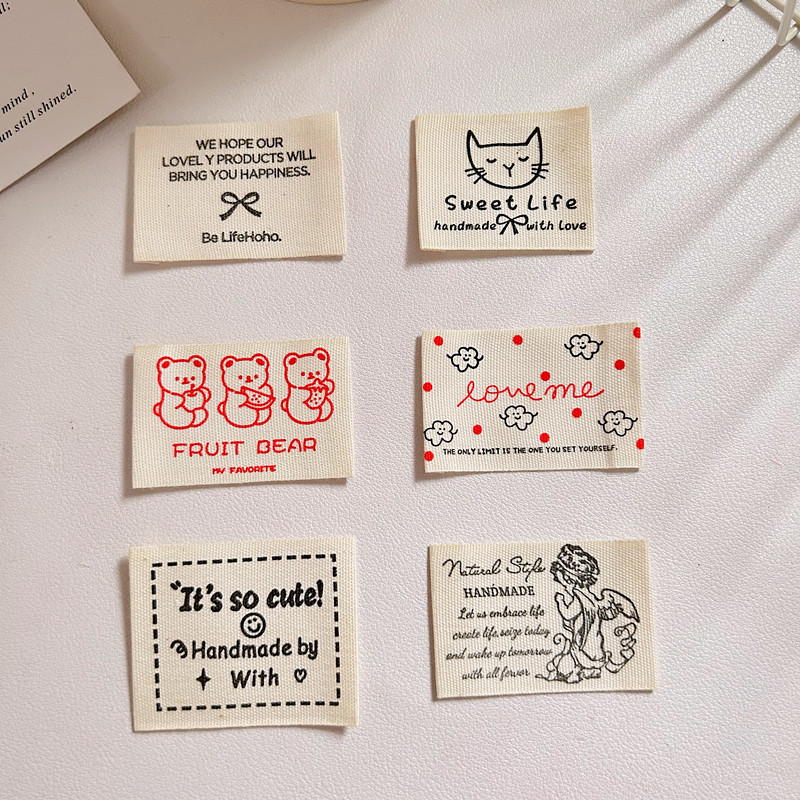 ⭐⭐Hàn Quốc Hàn Quốc Phong Cách Hàn Quốc Bông Vải Nhãn Gấu Nhỏ Mèo Con Nơ Handmade diy Vải Miếng Dán 