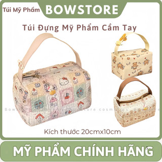 Túi Đựng Mỹ Phẩm cầm tay Hello Kitty Nữ Pouch Chần Bông Vintage Nơ Ins Make Up dễ thương ngọt ngào Dung tích lớn du lịch