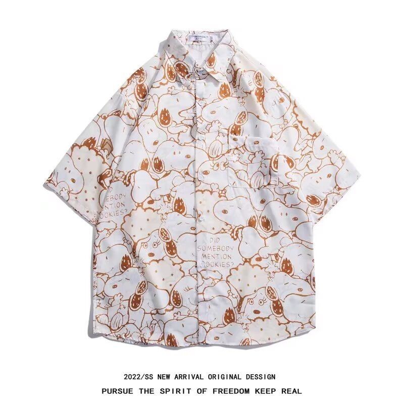 Áo sơ mi nam nữ phong cách retro Hong Kong & Hawaii, hoa văn bắt mắt - B085