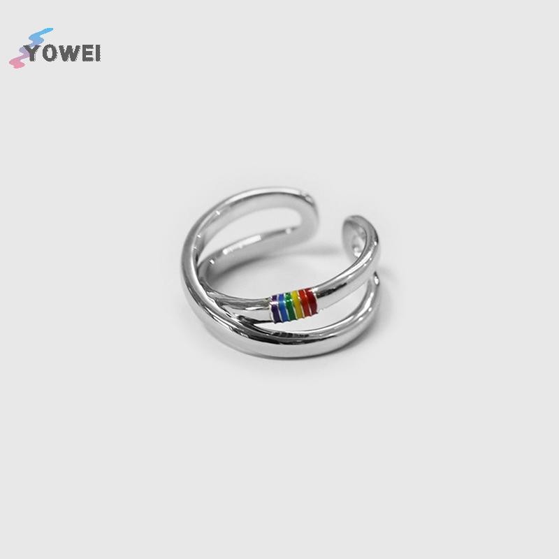 YOWEI Mobius Rainbow Ring - Thiết kế Niche xu hướng cá tính màu sắc Nhẫn ngón tay VN