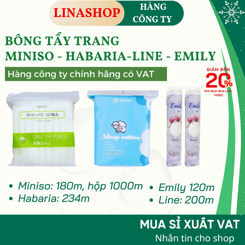 (Nhiều loại) Bông Tẩy Trang Miniso Nhật Bản - Line - Emily Bông Tẩy Trang Cừu Habaria Sheep 234 miến