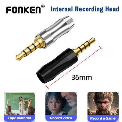 Fonken Jack 3.5mm Đầu ghi âm bên trong Trở kháng Cắm dây dẫn Bộ chuyển đổi khử tiếng ồn