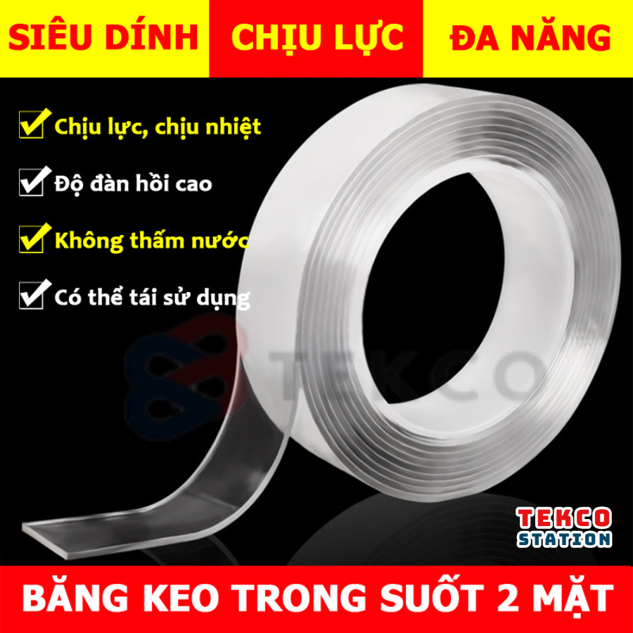 Băng Keo Nano Dán 2 Mặt Trong Suốt / Băng Dính 2 Mặt Đa Năng