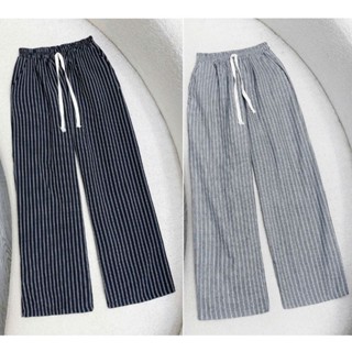 Quần bigsize nữ ống suông kẻ sọc lưng chun co giãn dễ phối đồ  tôn dáng vải đũi sọc mặc mát - Q560