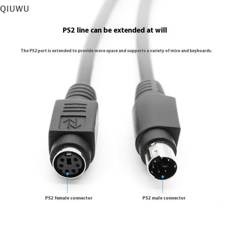 QIUWU 1 Cái Bàn Phím Chuột Đồng Nguyên Chất Mở Rộng Đầu Cáp Tròn PS2 Nam Đến Nam Đến Nữ 6 Pin MD6 Pi