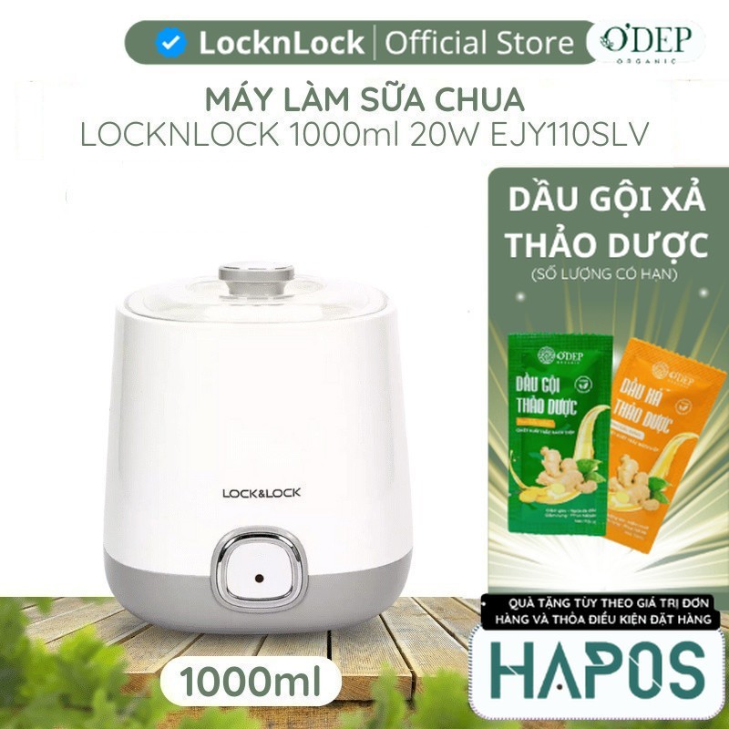 Máy làm sữa chua LocknLock tự động ủ lên men tại nhà nhanh chóng 1000ml 20W EJY110SLV nắp trong suốt - HAPOS KIDS