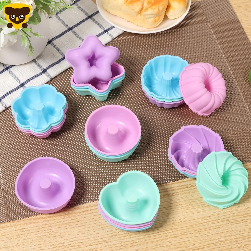 24 Chiếc Silicon Donut Khuôn Chống Dính Mini Khuôn Silicon Chịu Nhiệt Nướng Bánh Cốc Cho Bagel Muffi