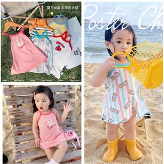 Váy dây in lụa băng thời trang cho trẻ em 0-6 tuổi