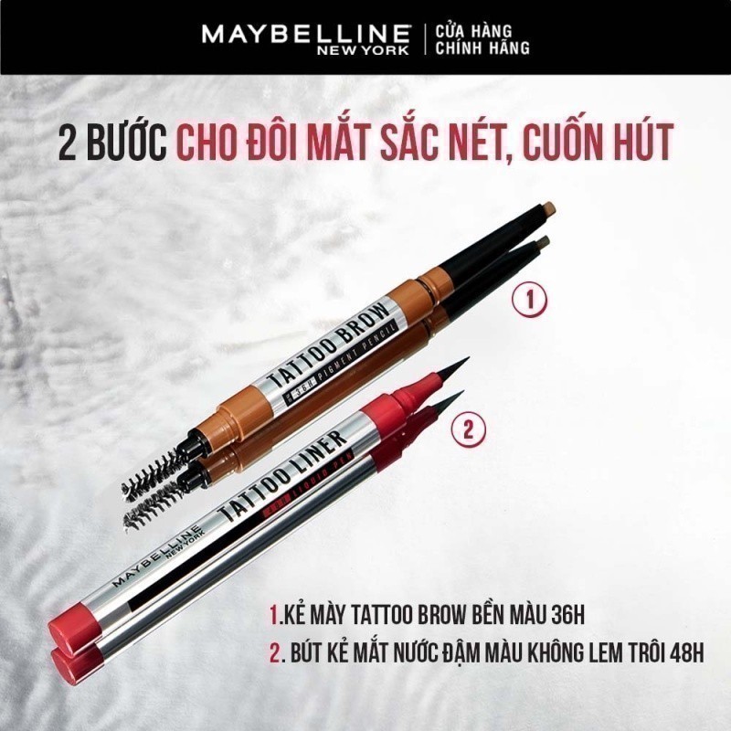 Bút Kẻ Mắt Nước Đen 48H Đậm Màu Bền Màu Không Lem Không Trôi Maybelline New York Tattoo 48h Liquid Pen EyeLiner 1g | BigBuy360 - bigbuy360.vn