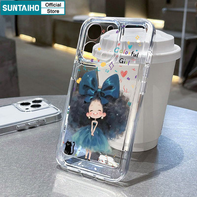 Suntaiho Dễ Thương Dreamy Nhiều Màu Sắc Họa Tiết Cô Gái Ốp Điện Thoại TPU Trong Suốt Mềm Mại Cao Cấp Chống Sốc Cho iPhone 11 12 13 14 15 16 Pro max IP 7 8 Plus Iphon X Xs XR Xs max