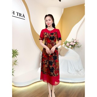 Đầm Trung Niên Dáng Dài [ Linh Trà ] (TM 3610) Cao Cấp Đi Làm Đi Chơi Đi Tiệc Đa Dụng Sang Trọng Cho Các Quý Bà U40 U50