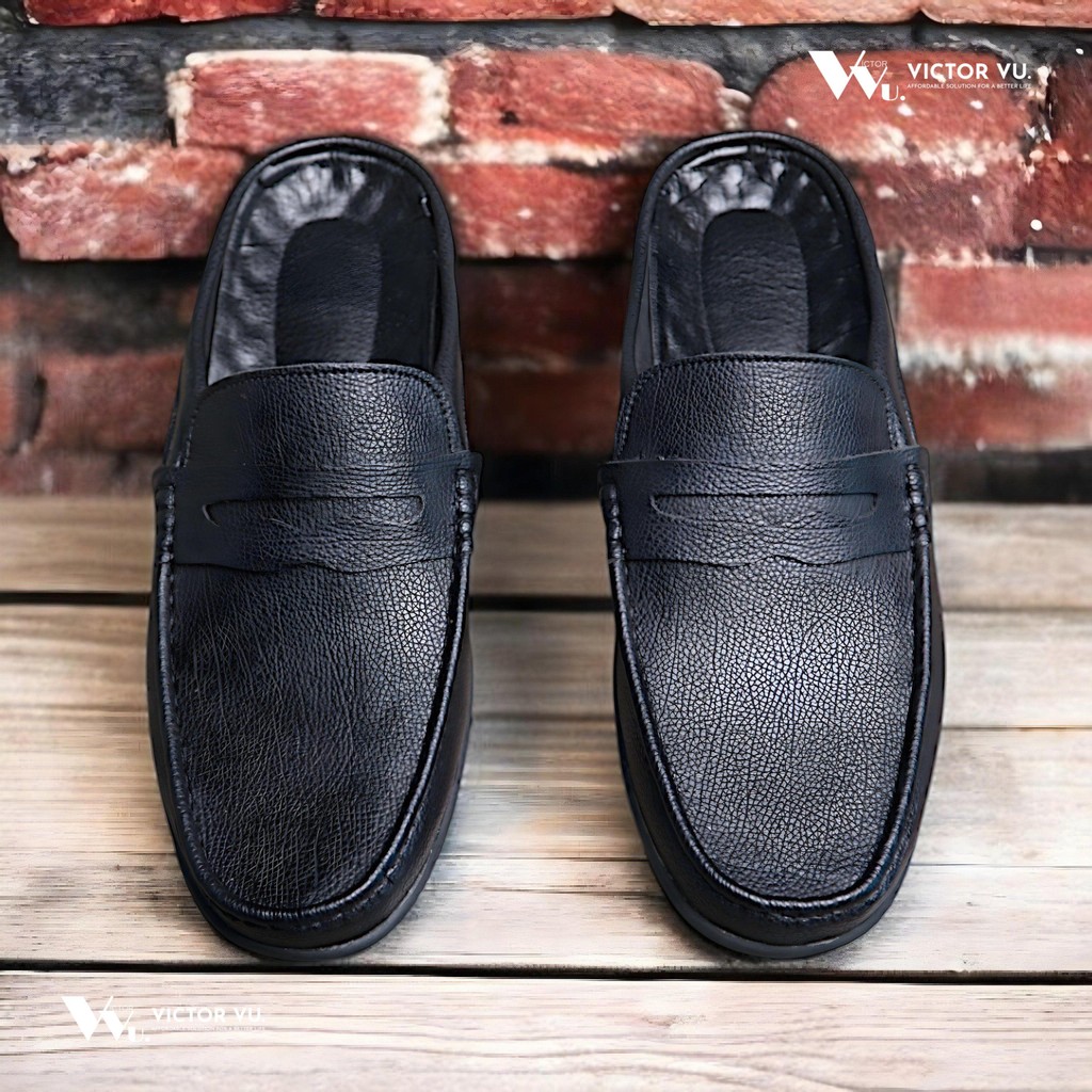 Lạc Nam Mules - Giày Đạp Gót Nam Công Sở, Giày Sục Da Nam Phong Cách Trẻ Trung, Giày Hở Gót Nam