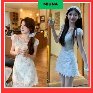 Đầm Babydoll Hoa Nhí Miuna Ngắn Tay, Váy Babydoll Cổ Vuông Phong Cách Đáng Yêu