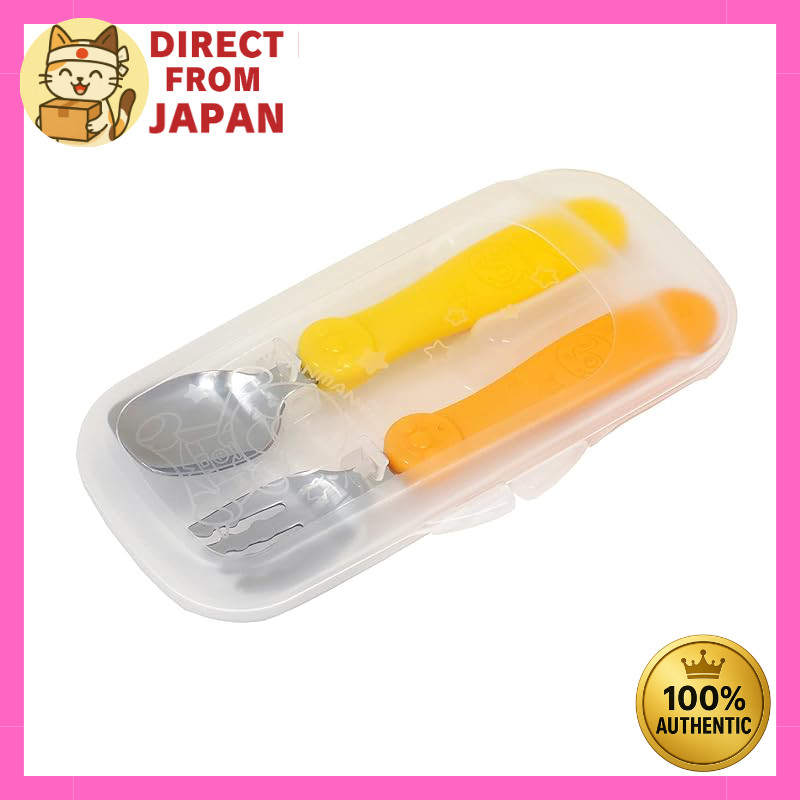 Anpanman Stainless Steel Spoon & Fork Set with Case - Made in Japan for Ages 1 and Up