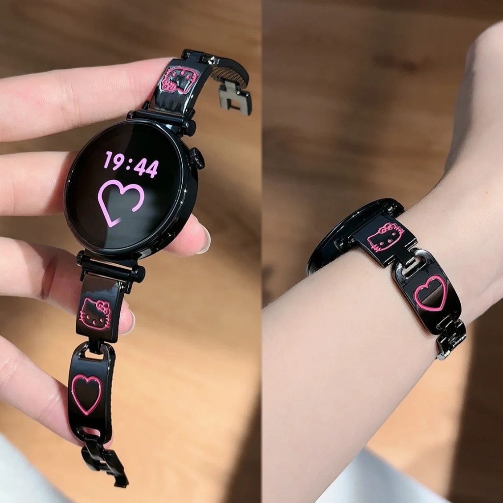 Dây đeo dây chuyền kim loại Kitty hình trái tim dễ thương NiSTAR cho HUAWEI GT 5 4 3 2 Pro, 18MM 20M
