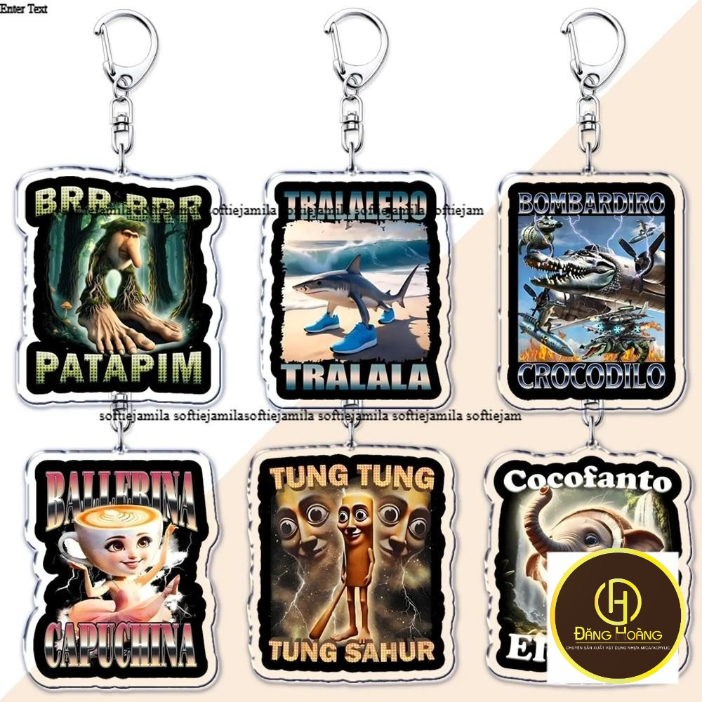 Ý động vật brainrot Meme móc khóa cho các phụ kiện tralalero tralala tung tung tung sahur brr brr pa