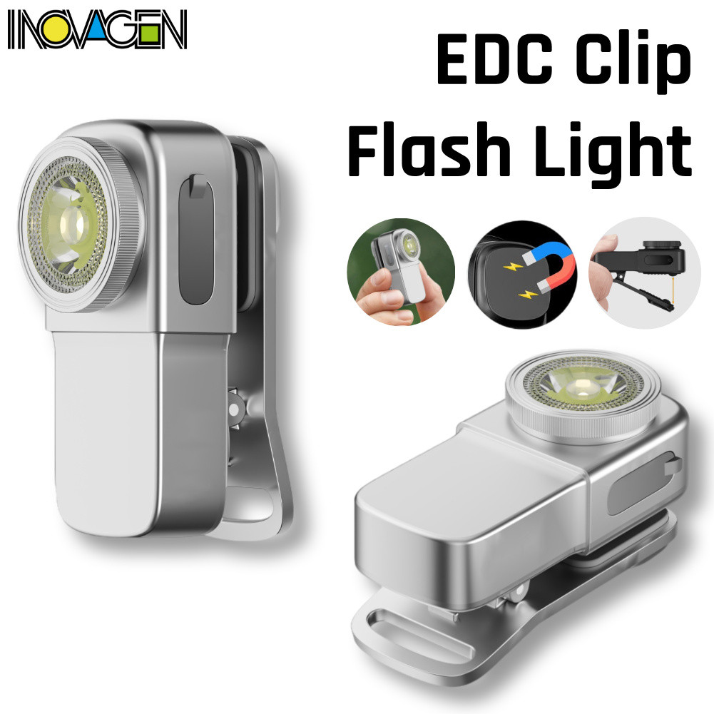 Đèn kẹp INOVAGEN EDC, đèn pin sạc Type-C tái sạc, đèn flash từ tính 300 Lumens cho báo hiệu, đi xe đ