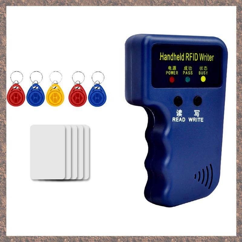 Máy đọc thẻ RFID cầm tay 125KHz + 5 Keyfobs + 5 Card Copy Copy Writer Duplicator Lập trình viên Thẻ 