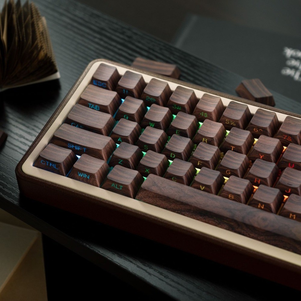 Quả óc chó giả gỗ Keycaps Cherry Side Print Shine Through PBT Chất liệu DYE-SUB cho bàn phím cơ 60% 