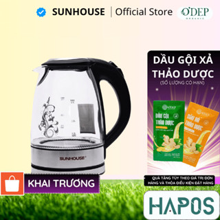 Ấm đun siêu tốc thuỷ tinh Sunhouse 1.7L Chính hãng, Bình đun nước sôi tự ngắt 1850W SHD1217 - HAPOS HSA