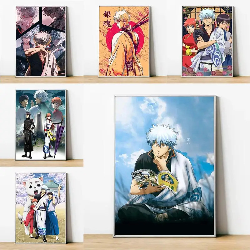 Gintama Anime Canvas Nghệ Thuật Treo Tường Poster Sống Động Trang Trí Phòng Treo Tường Nội Thất Cho 