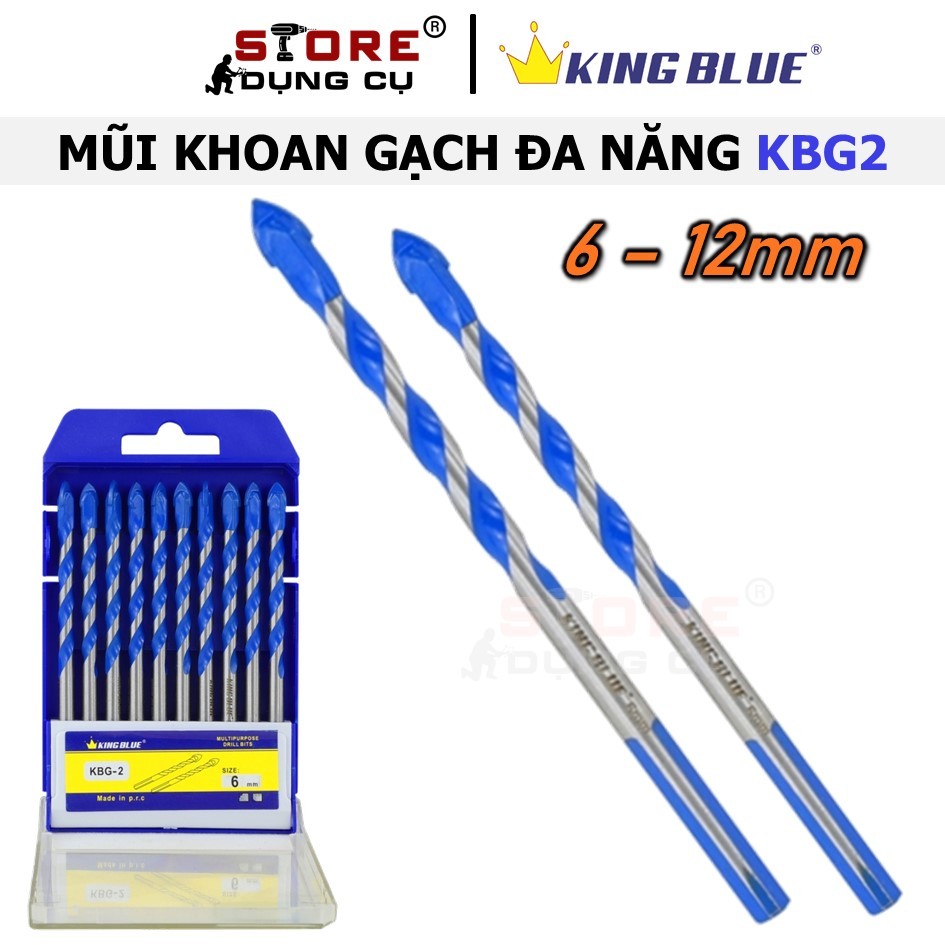 6-12mm Mũi khoan gạch đa năng chuôi kẹp Kingblue KBG2, mũi khoan KINGBLUE, mũi khoan gạch đuôi tam g