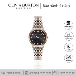Đồng hồ nữ Olivia Burton Swirl Black màu bạc mặt đen tròn dây kim loại 32mm