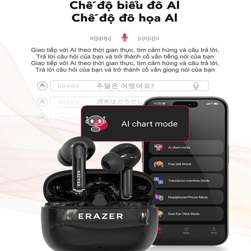 Tai nghe dịch thuật Lenovo ER AZER XT69 PRO Tai nghe Bluetooth không dây có bản dịch AI thời gian thực 134 ngôn ngữ Tai nghe nhét tai khử tiếng ồnTWS | BigBuy360 - bigbuy360.vn