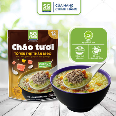 Lốc 4 Cháo Tươi Ăn Liền Mix Vị SG Food 240g (Tổ yến thịt, Sườn non, Cá Lóc, Lươn)