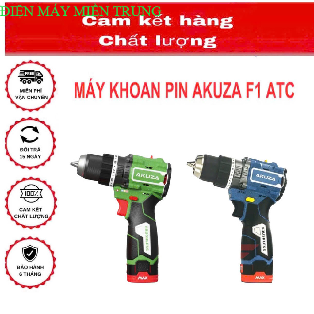 Máy khoan pin Akuza F1 ATC lực siết 80N.m, vòng tua lên đến 2000v/p Điện Máy MT