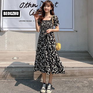  Đầm Dáng Dài BEOGZHU Bigsize Đầm Hoa Nhí Tay Ngắn Cổ VuôNg Kiểu Hàn Quốc Mùa Hè Váy Thời Trang Đẹp Cho Nữ