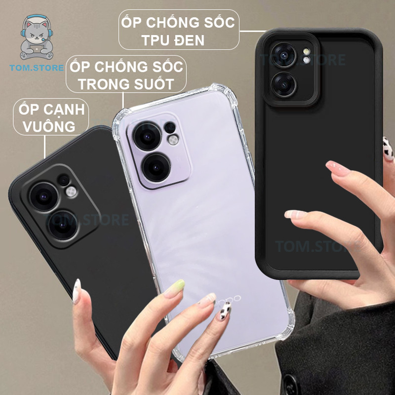 Ốp lưng Oppo RENO 13F 4G / RENO 13F 5G chống sốc đen,kem,viền vuông,chống sốc trong suốt