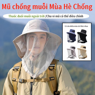   Mũ chống muỗi Mùa Hè Chống Muỗi Lưới Gạc Lưới Che Mũ Xô Mặt nạ Lưới Chống Nắng Cho Mũ Chống,Mũ chống nắng cắm trại 