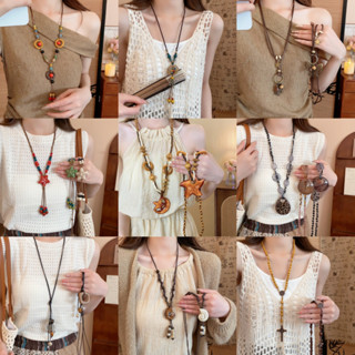 Dây sáp phong cách Boho bướm sao biển mặt dây chuyền vòng cổ retro dễ dàng phù hợp với vòng cổ dài phụ kiện thời trang dành cho nữ