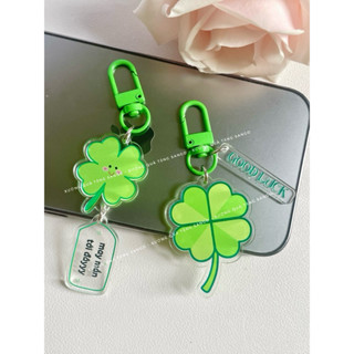 Móc khoá cỏ bốn lá kèm tag may mắn- Quà tặng Sango