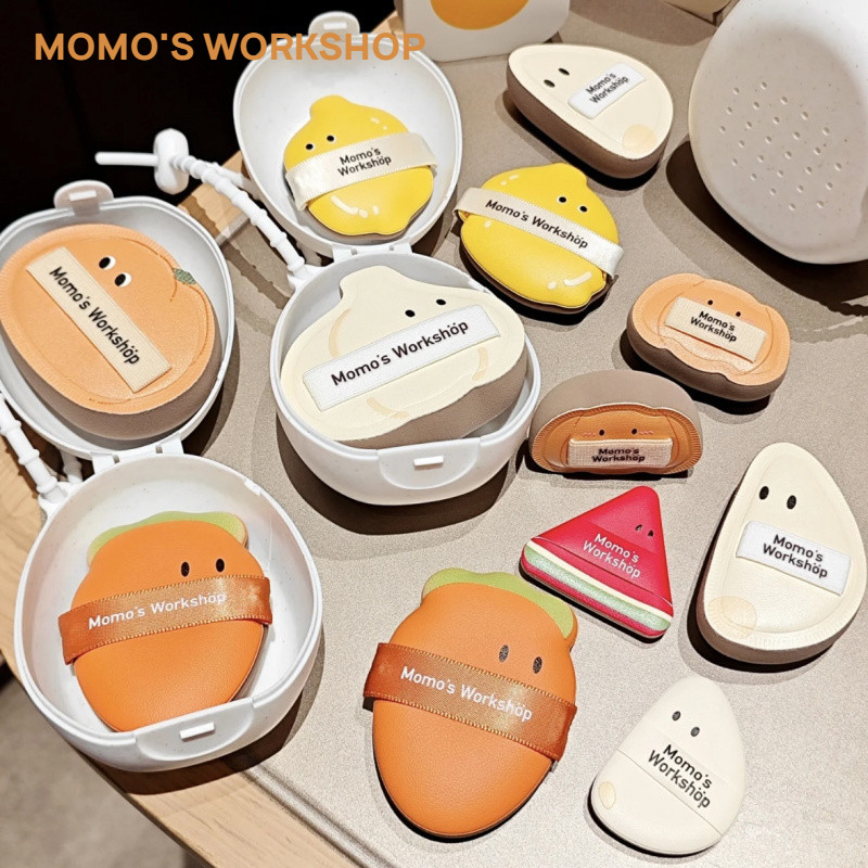 MOMO'S WORKSHOP Bông Phấn Dòng Bento Phô Mai Và Trứng Mút Đánh Phấn Siêu Mềm