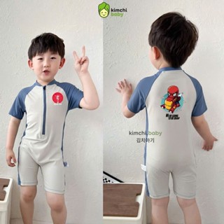   TẶNG MŨ BƠI XỊN  Bộ Bơi Bé Trai Liền Thân Cao Cấp KAMSAMITA Họa Tiết Người Nhện Đặc Biệt Hot Trend 2025 BB502 