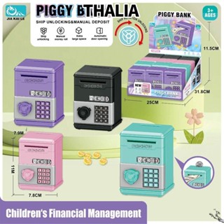 THHALIA‌ Ngân hàng heo đất cho trẻ em, Mật khẩu ATM Hộp tiền tiết kiệm tiền, Đồ chơi tiết kiệm tài chính Mini Quà tặng trẻ em Tiết kiệm tiền Ngân hàng Bé trai Bé gái