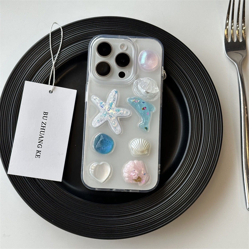 Vỏ Sao Phong Cách Đại Dương Thích Hợp Cho Apple 16 15promax Vỏ Điện Thoại ihone14 13 Epoxy xr8plus