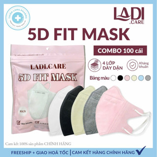 Khẩu trang 5D mask LadiCare quai thun khẩu trang y tế kháng khuẩn dày 4 lớp dày dặn