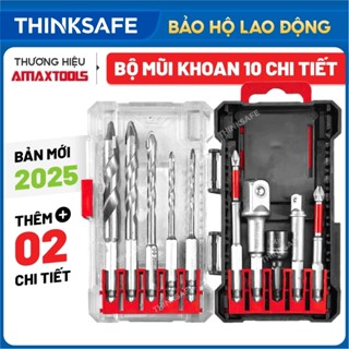  Bộ mũi khoan đa năng 10 món Amaxtools  Kingblue kích thước 3-10mm chuôi lục giác 1 4" Mũi bắn vít đầu chuyển bulong 