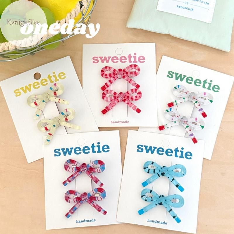 K2nightFee 2 Chiếc Ngọt Ngào Bé Gái Nơ Mini Kẹp Tóc Nơ Kẹp Tóc Mũ Acrylic Ruy Băng Nơ Nổ Kẹp Phụ Kiệ