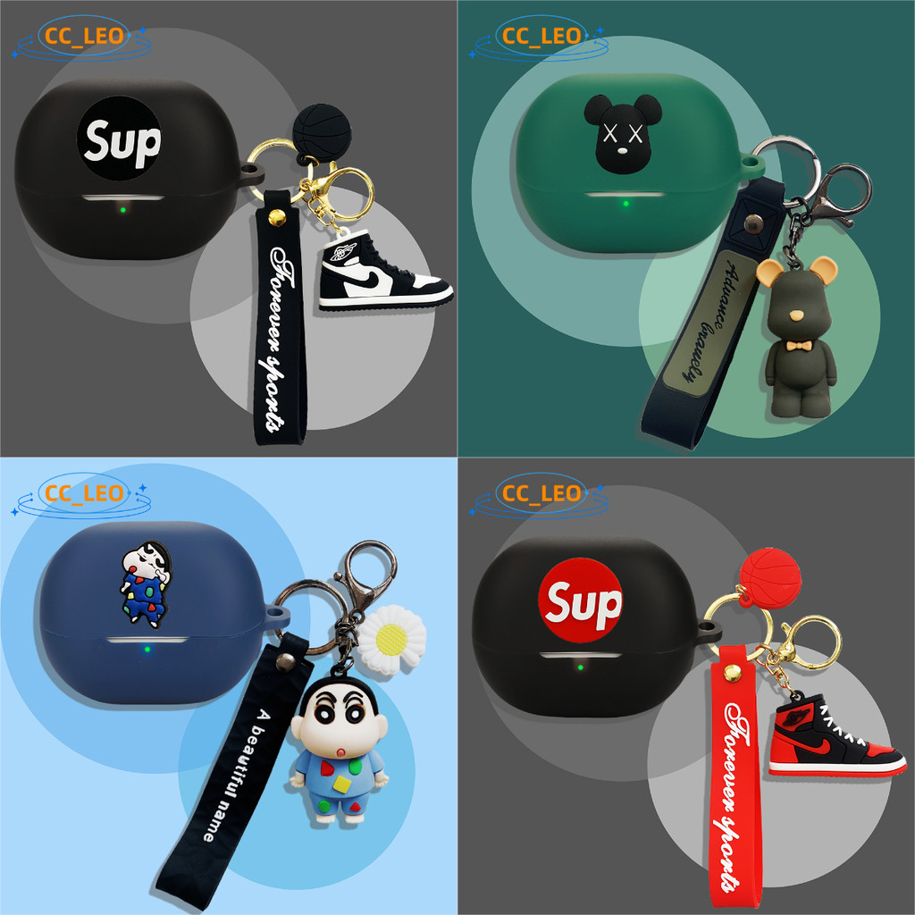 For SoundPeats H3 Case Silicone Soft Case Cute Crayon Shin-chan Keychain Pendant Cartoon Bear SoundP