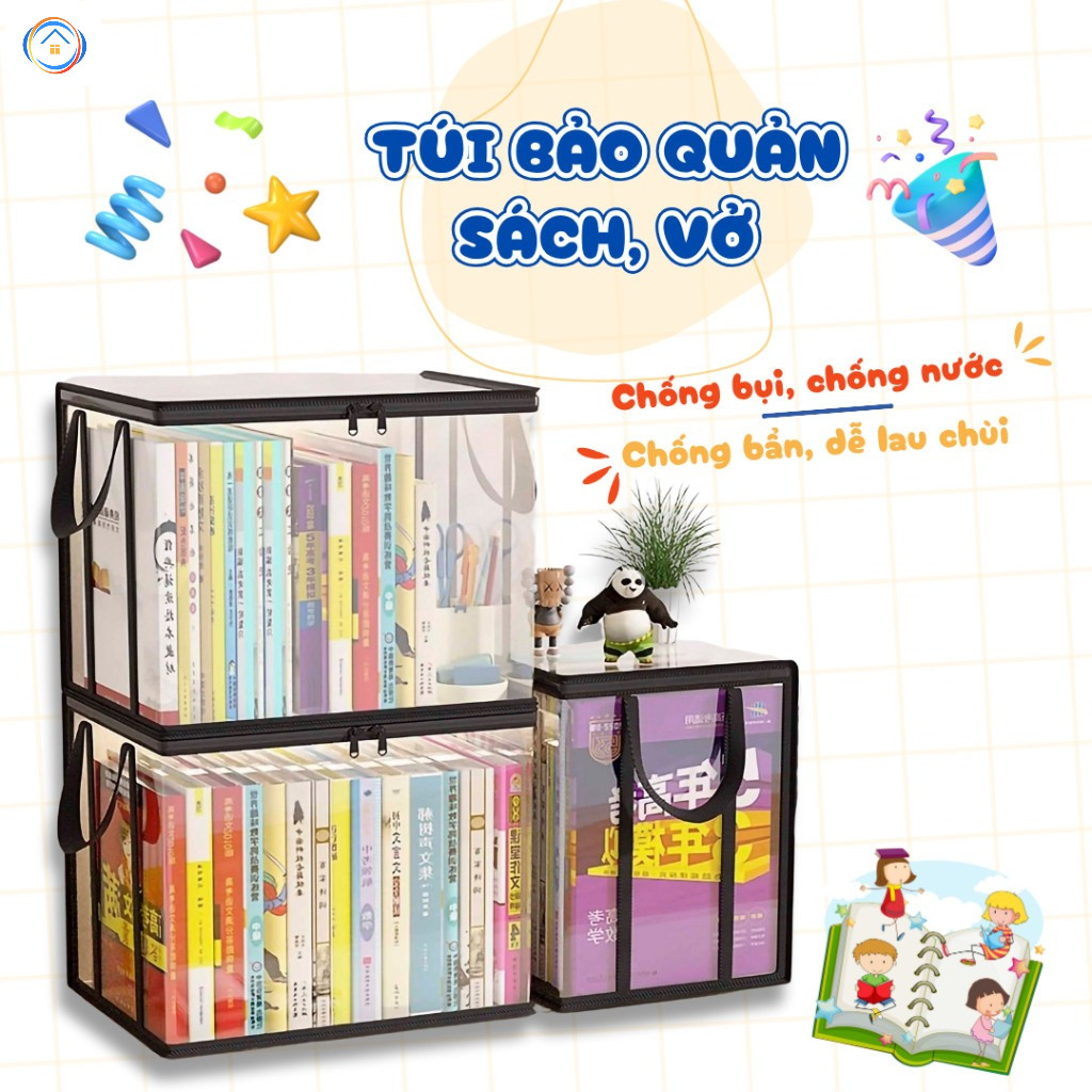 Túi đựng sách giáo khoa túi đựng sách có thể gập lại chống thấm nước chống ẩm trong suốt có thể quan sát được