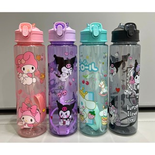 Bình nước thể thao Cameido có ống hút chống tràn - In họa tiết hoạt hình dễ thương 800ml