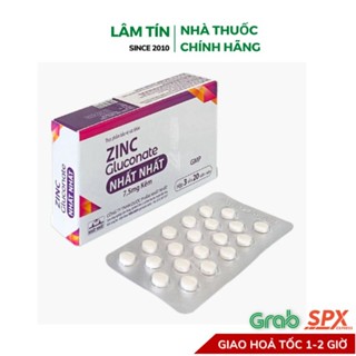 Viên uống hỗ trợ giảm mụn kẽm Zinc Gluconate Nhất Nhất hộp 60 viên