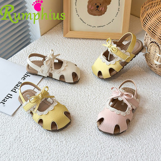 Rumphius Dép Da Ren Đáng Yêu Cho Bé Gái Màu Trơn Nơ Đế Mềm Chống Trơn Trượt Giày Trẻ Em Size 21-30