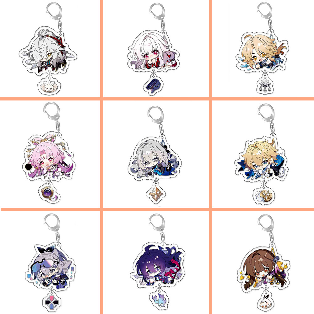 Honkai yıldız ray Stelle Caelus Himeko sevimli karikatür anahtarlık Kawaii anahtarlık çanta parçalar