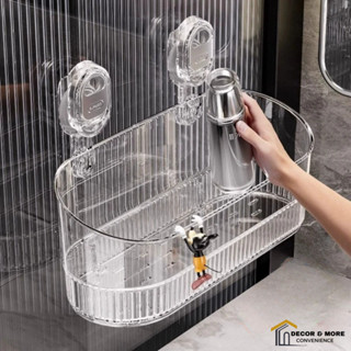Kệ Để Đồ Nhà Tắm Trong Suốt DECOR, Giỏ Đựng Đồ Hút Chân Không Chịu Lực Tốt Có Lỗ Thoát Nước