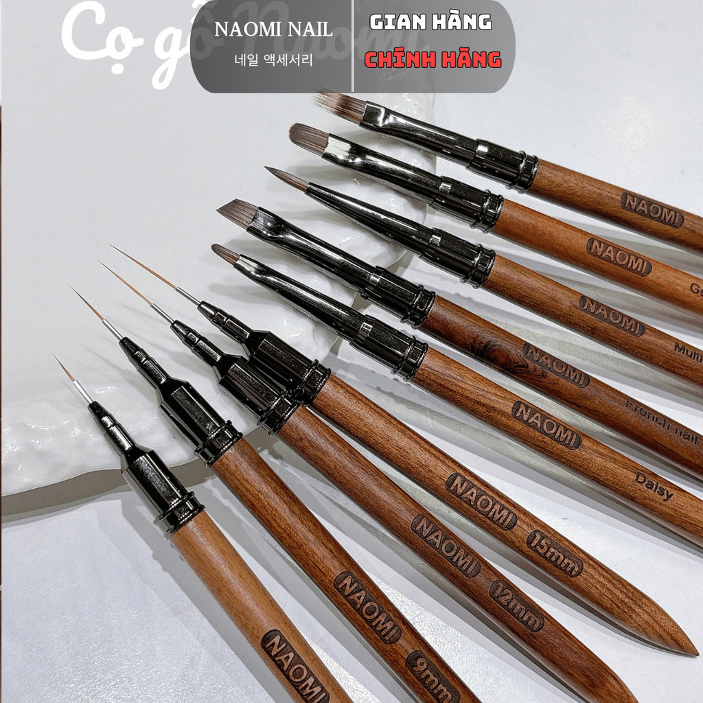 Cọ nét thân gỗ lông chồn siêu mảnh vẽ nail Naomi